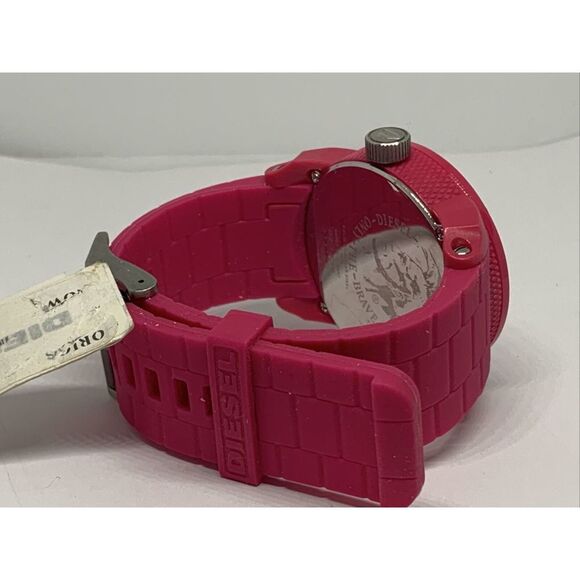 Diesel DZ1439 Unisex Pink Silicone Analog Dial Quartz Genuine Wrist Watch WFH12 - Picture 8 of 11